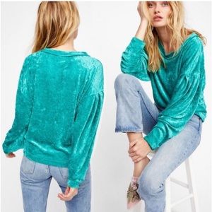 Free People crushed velvet velour top size S